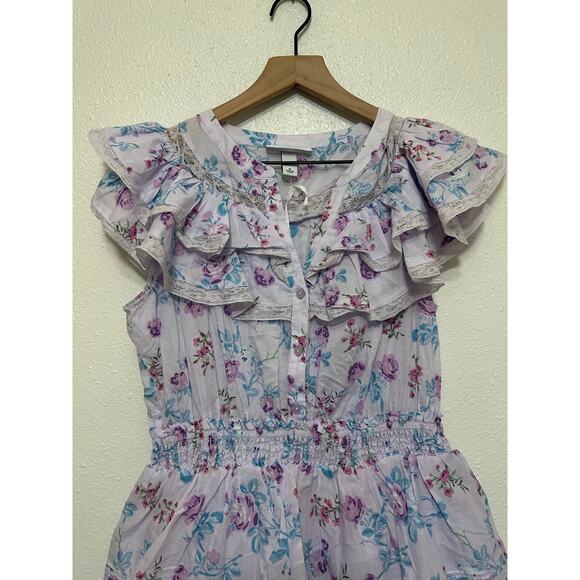 LoveShackFancy x Target Lou Double Ruffle Dress Purple Medium Coquette Romantic - Picture 4 of 8